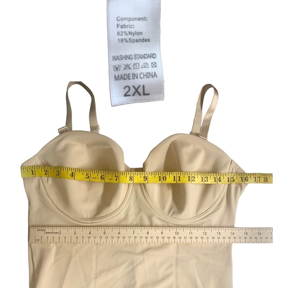 Women's Bodysuit Shapewear Tummy Control Backless with Built-in Bra Beige Sz 2XL - Picture 6 of 13